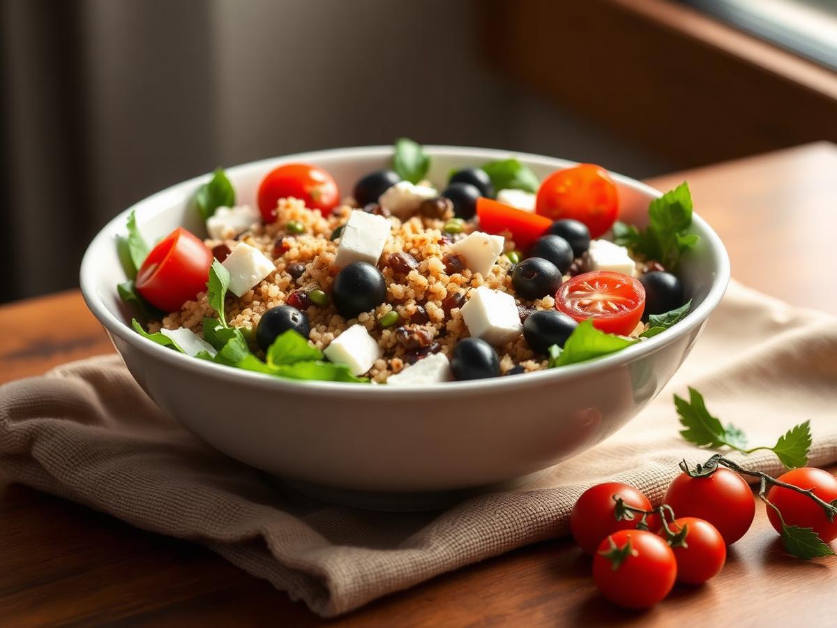 Mediterraner Quinoa-Salat mit Feta und Oliven